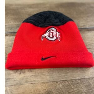 Nike Ohio State Buckeyes NCAA Knit Beanie Hat‎ Red Black Team Logo